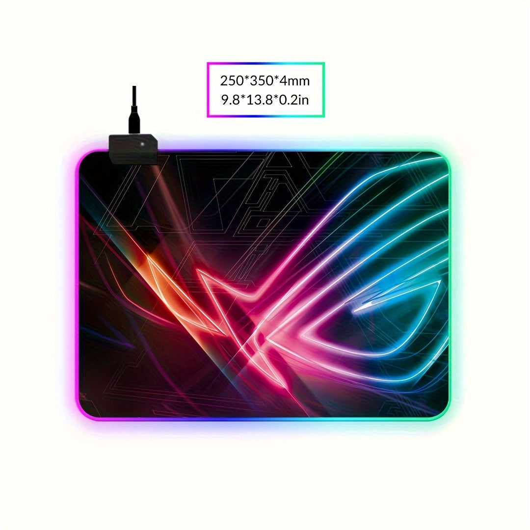 BJ05-RGB Large Gaming Mouse Pad with LED Backlight & Stitched Edges, 400x900mm Extra Non-Slip Rubber Desk Mat for Gamers, Office, and Students, Vibrant RGB Colors, One-Click Switching, Decorative Design