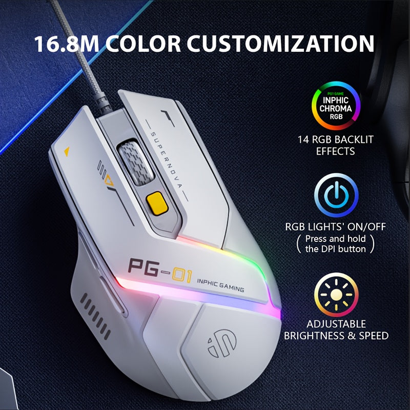 1pc INPHIC PG1 Wired Gaming Mouse