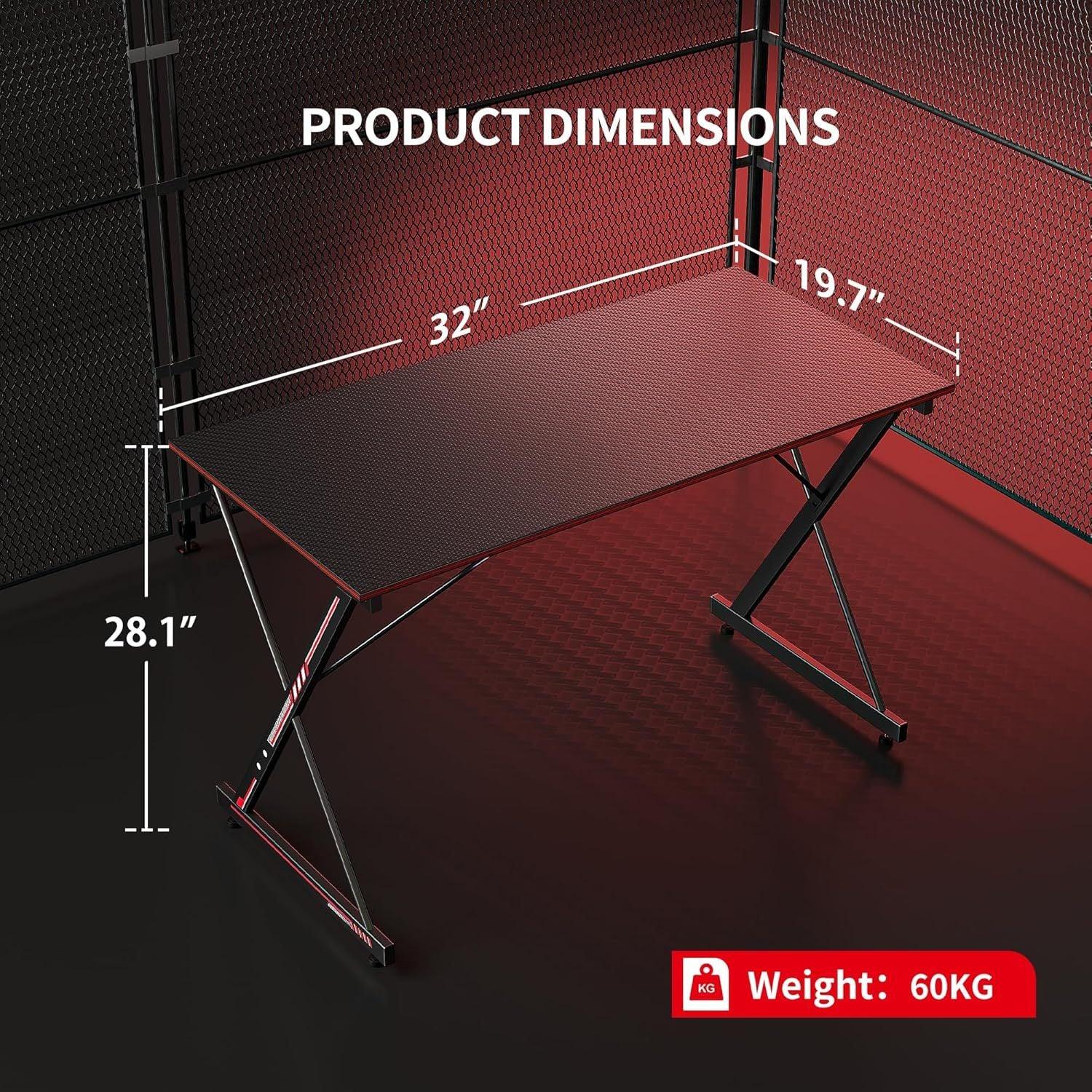 Gaming Desk 32 Inch PC Computer Desk, Home Office Desk Table Gamer Workstation, Simple Game Table, Black