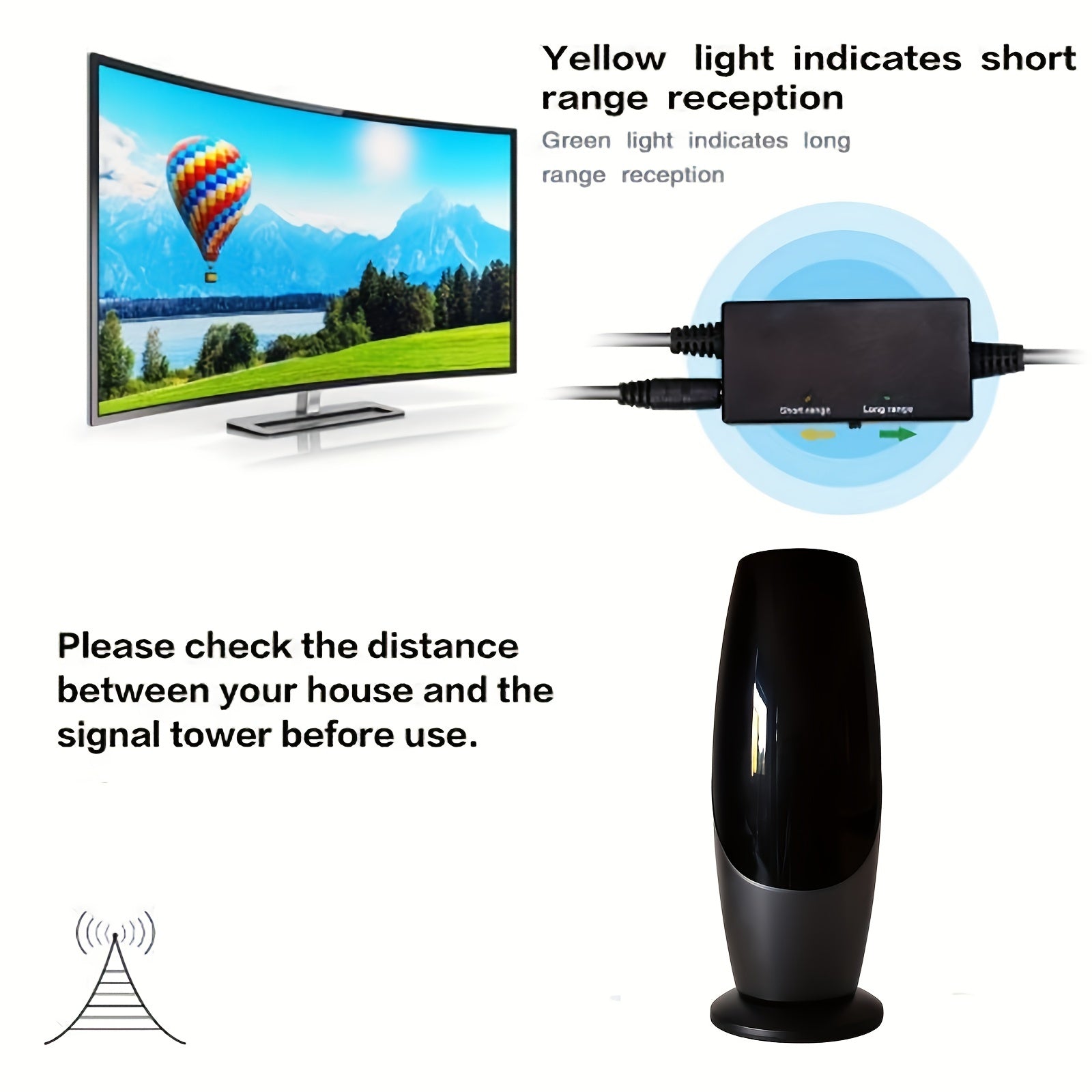 350+ Miles Range Digital TV Antenna, Indoor HDTV Antenna Support 4K 1080P, Smart TV Signal Booster Amplifier, Compatible with TV Stick And All Old TVs, 16ft Coax Cable, Antenna for Tv, Signal Amplifier