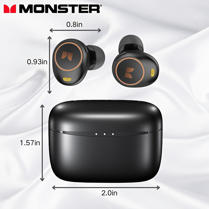 Monster Wireless Earbuds, Wireless 5.3 In-Ear Headphones with 4 Microphones, Clear Calls, Noise Cancellation, Touch Control, Type-C Charging Case, Comfortable Wireless Earphones for Daily Use Or As Holiday Gift Birthday Gift