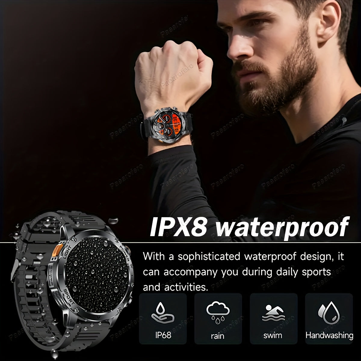 2025 New LED Men'S Smart Watch with Wireless Calling 4.32cm HD Large Screen, 1000mAh Battery, Long Standby Time, Flashlight, Fitness Tracker Watch, 100+ Sports Modes, Voice Assistant, Valentine'S Day, Birthday, Father'S Day G