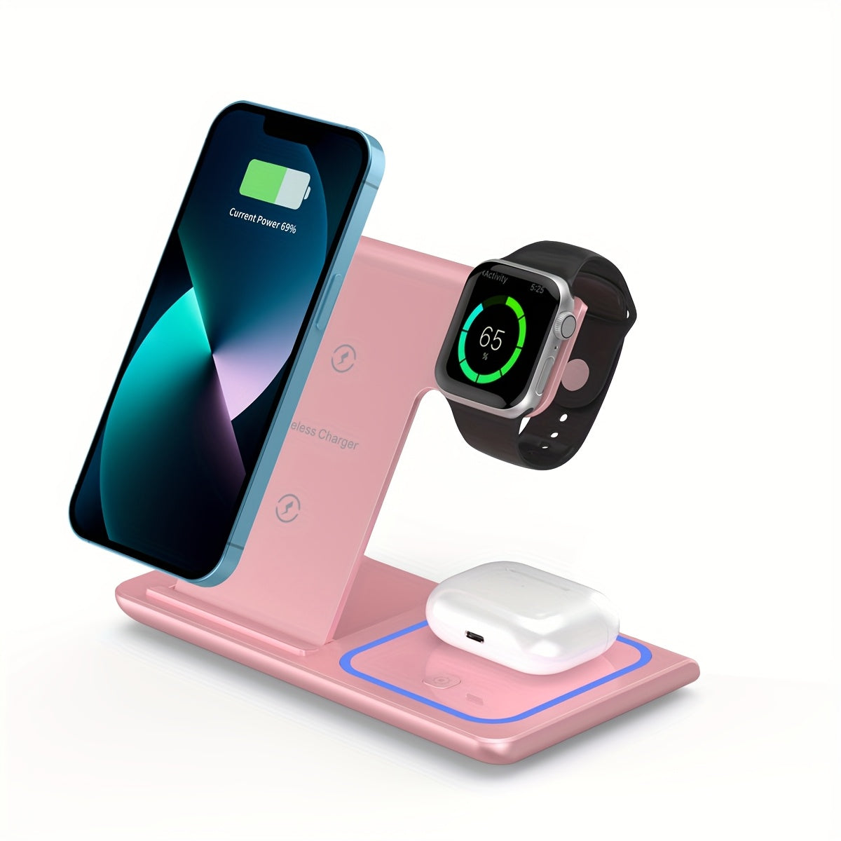 15W 3in 1 Wireless Charging Station w/Night Light for iPhone 16/15/14/13/12, Pro, Apple Watch 10/9/8/SE