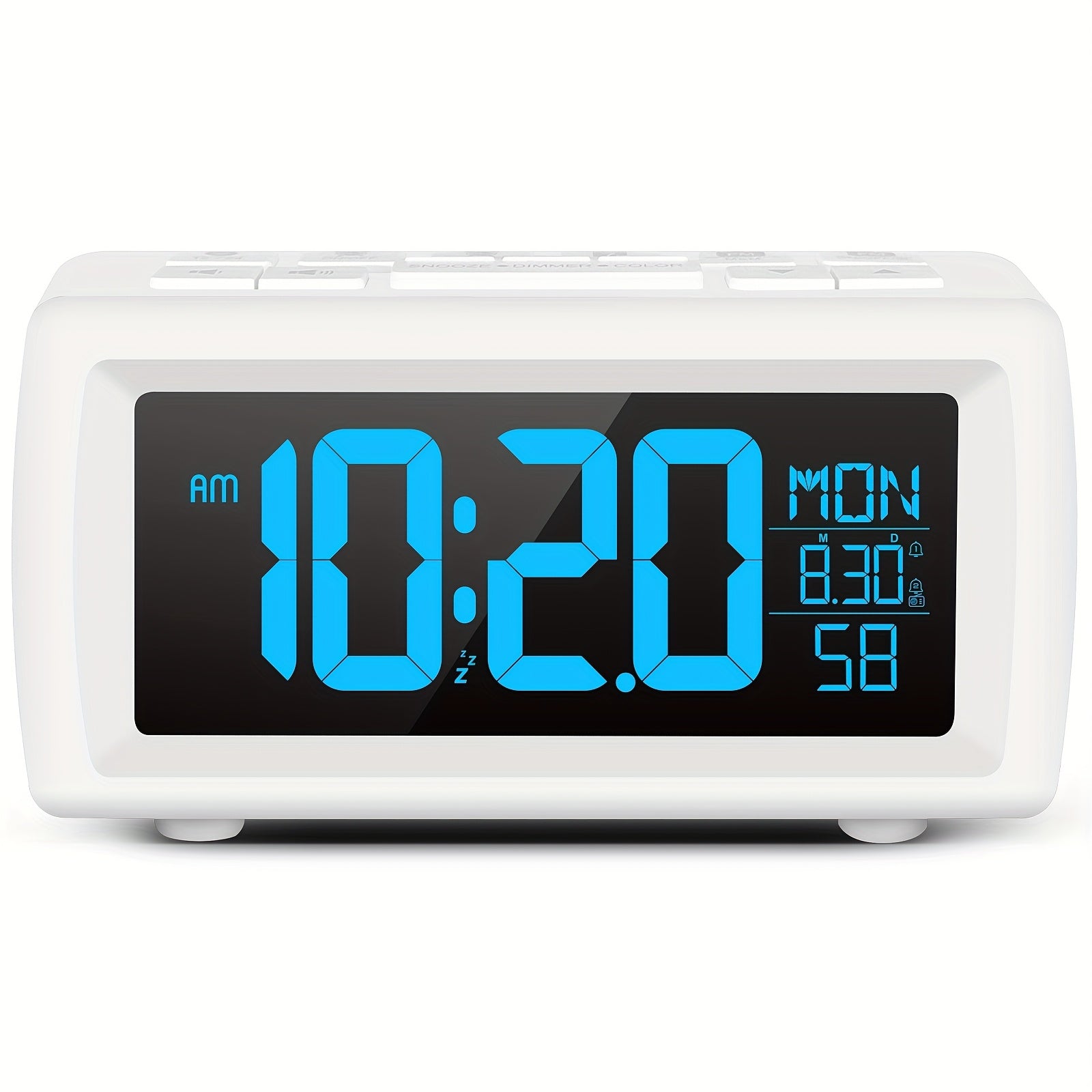 1pc SMOUPING Large Digital Alarm Clock Radio/VA Display, 7-Color Changing Backlight/USB (Battery Backup)/FM Radio/Sleep Timer/Snooze/Dimmer & Loud Alarm/Bedside Clock for s, Seniors