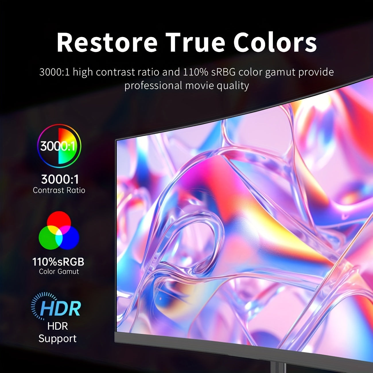 24 Inch Curved Gaming Monitor, 165Hz FHD 1080P Frameless Computer Monitor, Freesync/G-Sync Support, 99% SRGB, 3000:1 Contrast, HDTV, DisplayPort, Wall Mountable/Tilt Adjustable, H24S17