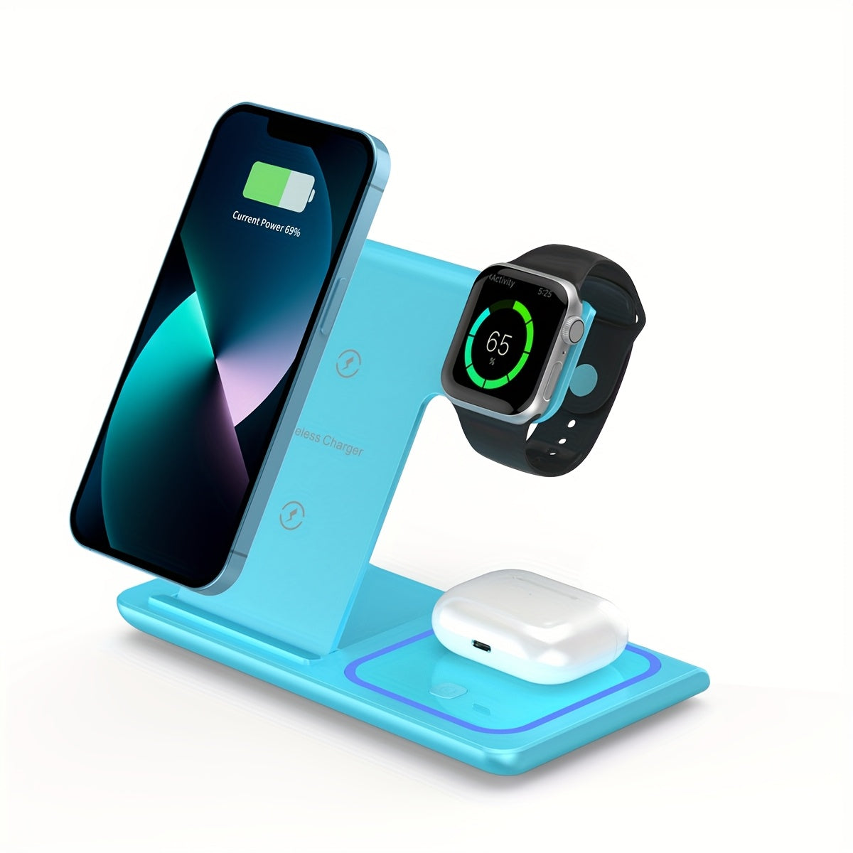 15W 3in 1 Wireless Charging Station w/Night Light for iPhone 16/15/14/13/12, Pro, Apple Watch 10/9/8/SE