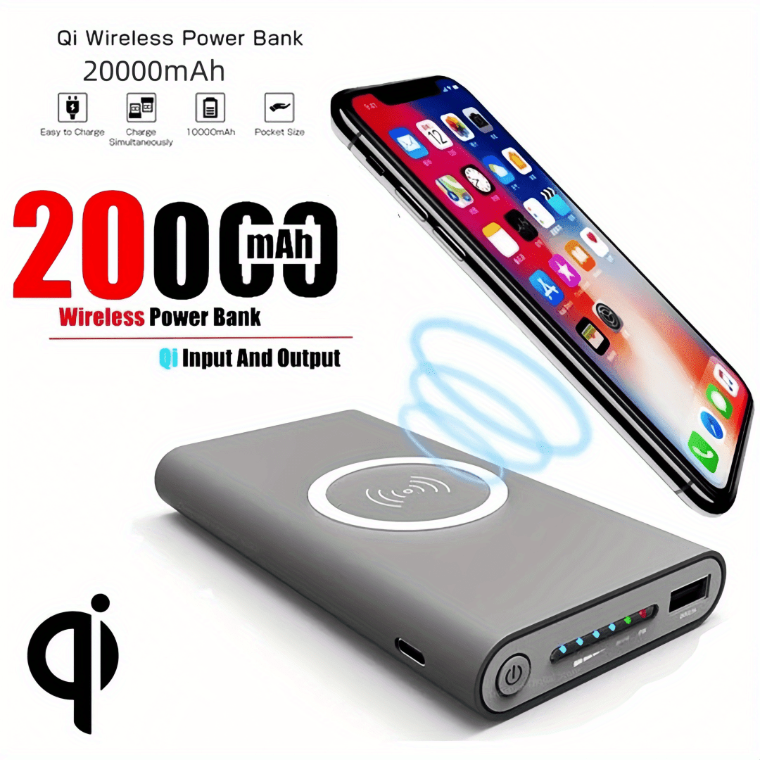 20000mAh Power Bank Ultra-Large Capacity Universal Wireless Fast Charging Power Bank Thin And Portable For iPhone Samsung