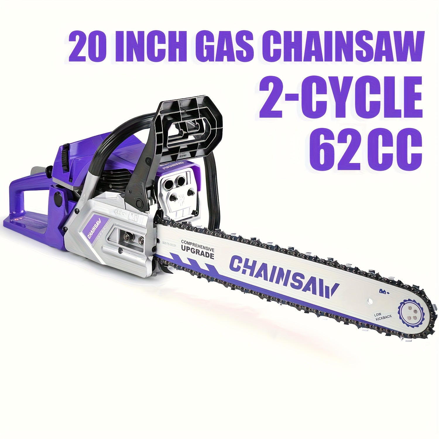 62cc 3.0HP Gas Chainsaw | 20 Inch Heavy-Duty Cordless Petrol Chainsaw For Forestry/Wood Cutting | 2-Cycle Professional Chainsaw For Garden/Farm/Yard |Perfect Gift For Spooky Season & Xmas