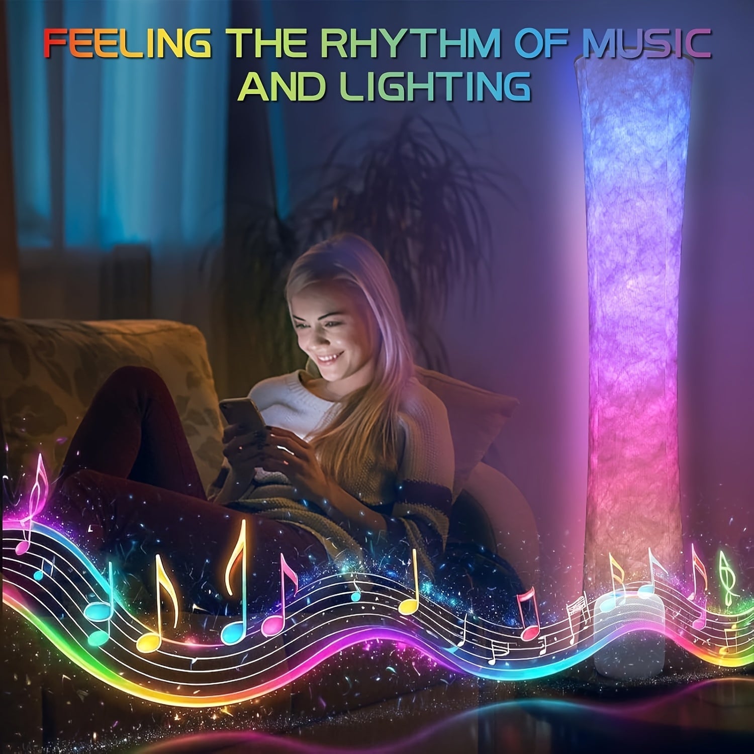 2 Packs Led Smart Floor Lamp, E-sport Room Lamp, With 16 Million Colors And Scene Modes, Music Sync And White Fabric Shade, Smart Floor Lamp, Standing Lamp For Living/Game Room Bedroom, With App/Remote Control