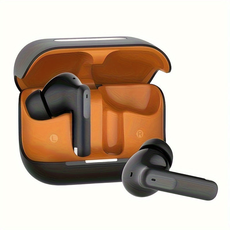 BRAND New TWS Active Noise Cancellation Wireless Sports Earbuds with Long Battery Life, Touch Control, Type-C Charging Case - Sleek Black & Orange Design for Android/Apple Compatibility