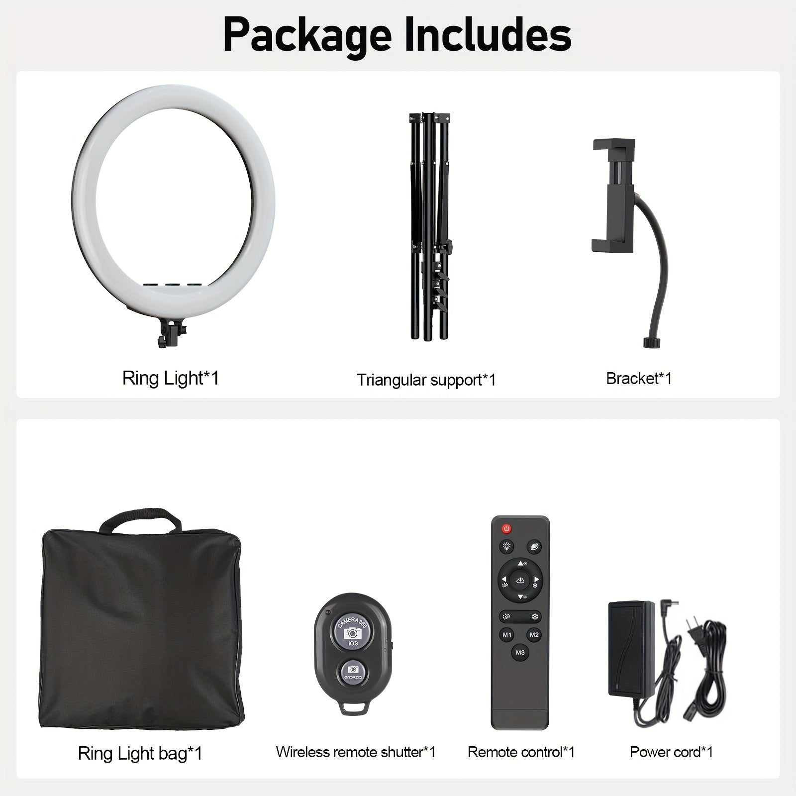 21-inch Ring Lamp with Bracket External 55W 5600k Dimmable LED Lamp, Tripod Bracket And Mobile Phone Bracket, Remote Controller, Carrying Case, CRI 97+ 2540lux, Suitable for Streaming Media Home Office Zoom Call Lighting., Vi