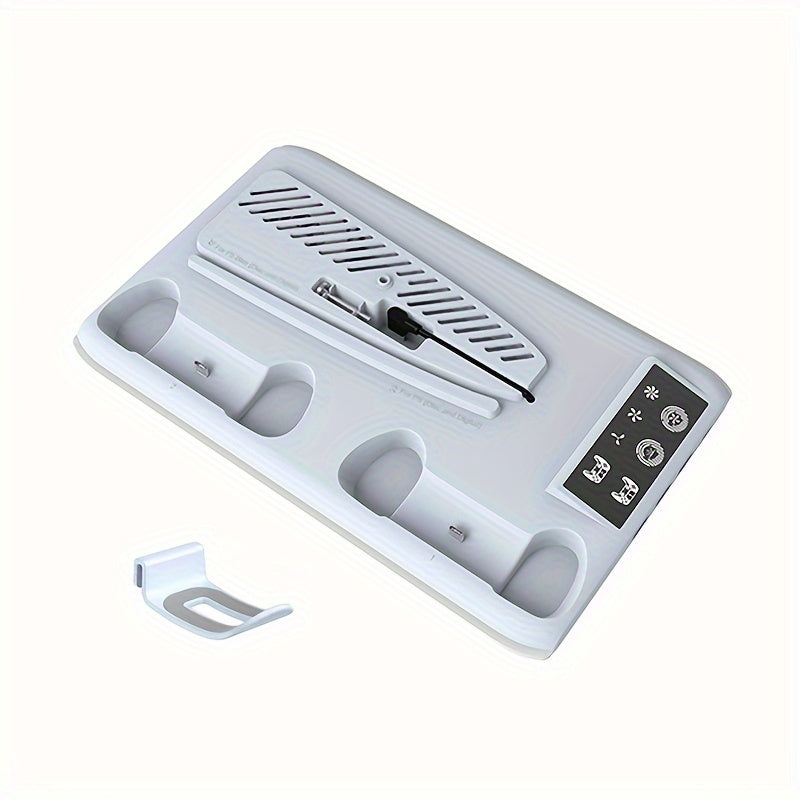 Cooling Fan for PS5/PS5 Slim Console, Dual Controller Charging Station with RGB Light & Headset Storage Hook & 3-Level Cooling Fan, Cooling Stand Game Accessories for PS5 & PS5 Slim Digital/Disc