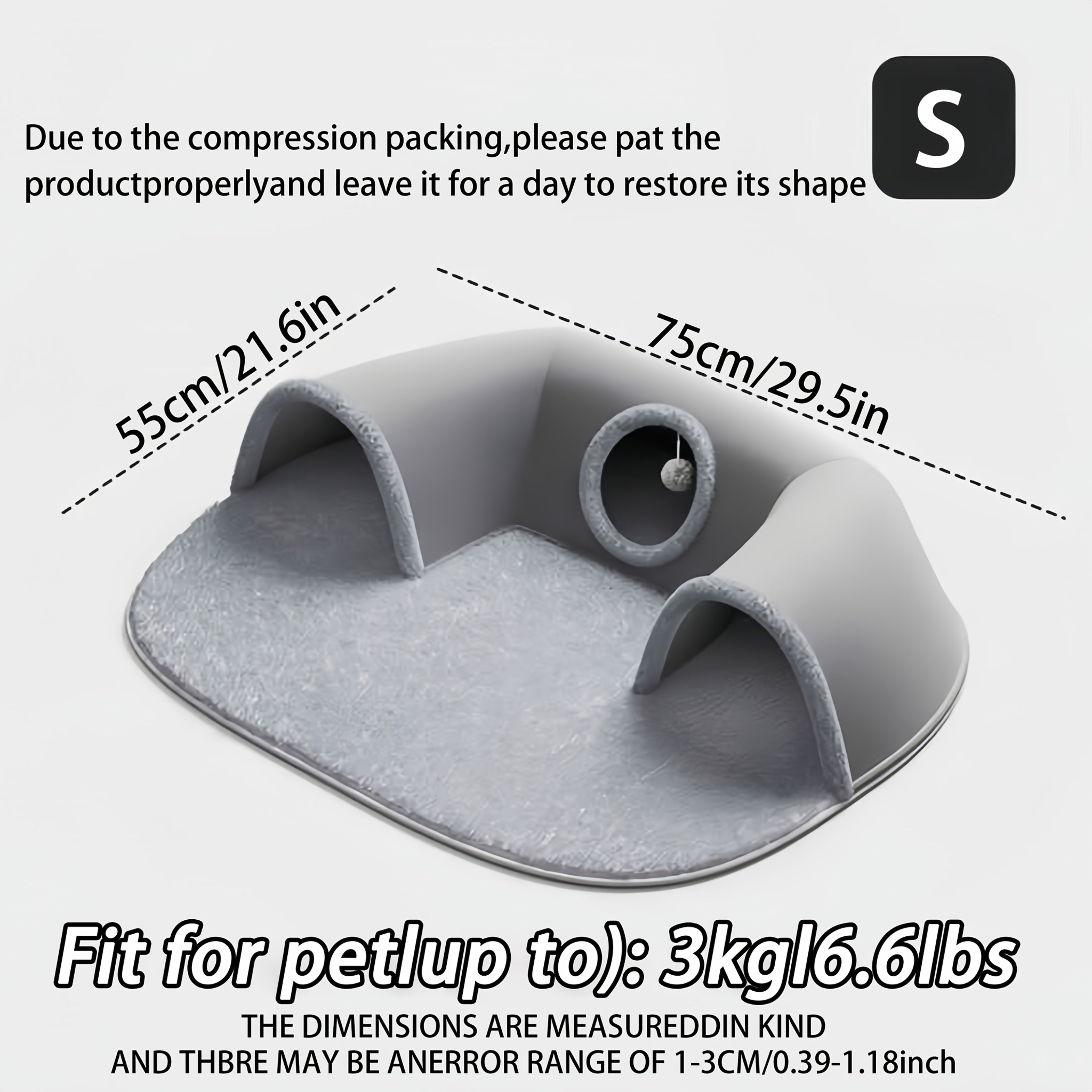 3-in-1 Cozy Cat Tunnel Bed - Play Mat & Warm Nest with Non-Slip Base for Small to Medium Cats, Rabbits & Hamsters