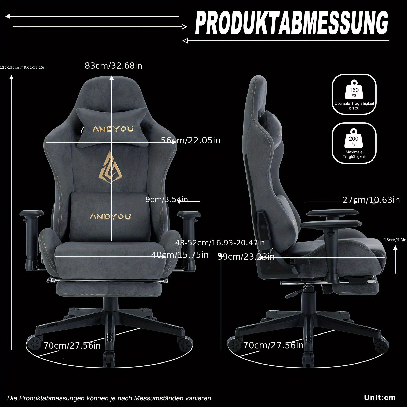 ANDYOU Gaming Chair, Breathable Office Chair, High Quality Fabric Soft Like Faux Fur. Ergonomic PC Chair, Adjustable Swivel Work Chairs With Footrest