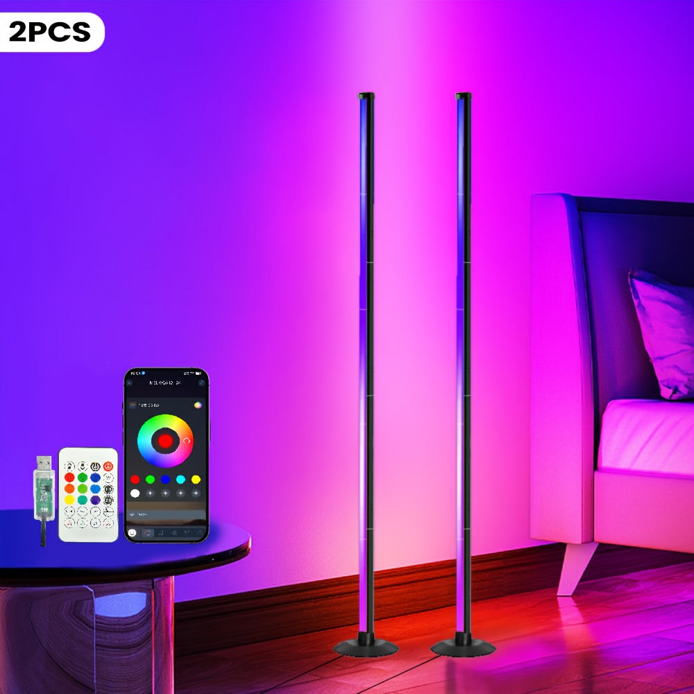 1/2pcs LED Floor Lamp RGBICB Emotion Atmosphere Light Modern Minimalist Style Backlight APP/Remote Control Dual Control | Home Office Lighting Bedside Decorative, Gaming Study Room Decoration Holiday Birthday Gift Halloween C