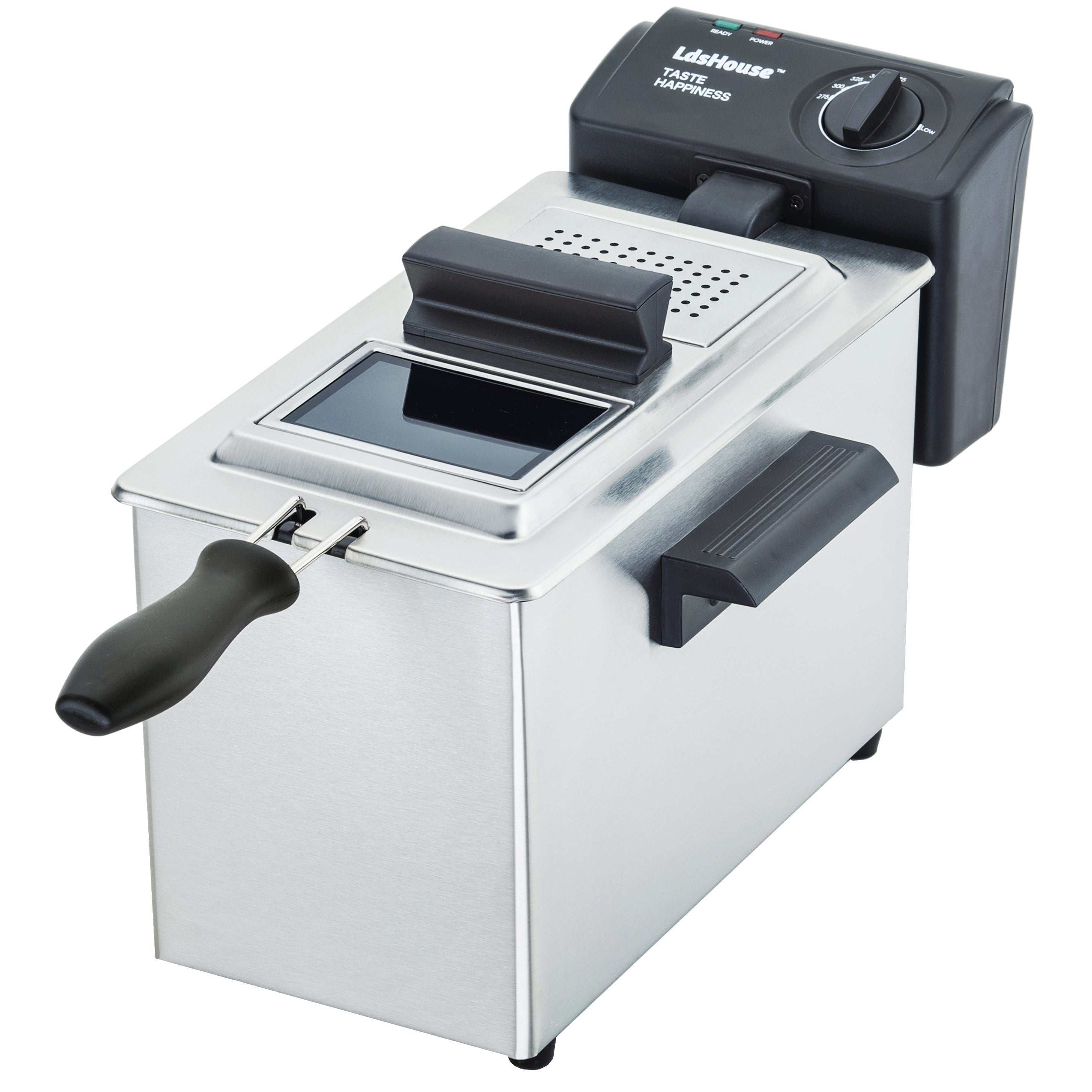 Ldshouse Professional Grade Electric Deep Fryer with Basket & Removable Lid with View Window, 1800 Watts, 9 Cups / 3.5 Liters Oil Capacity, Stainless Steel for home cooking