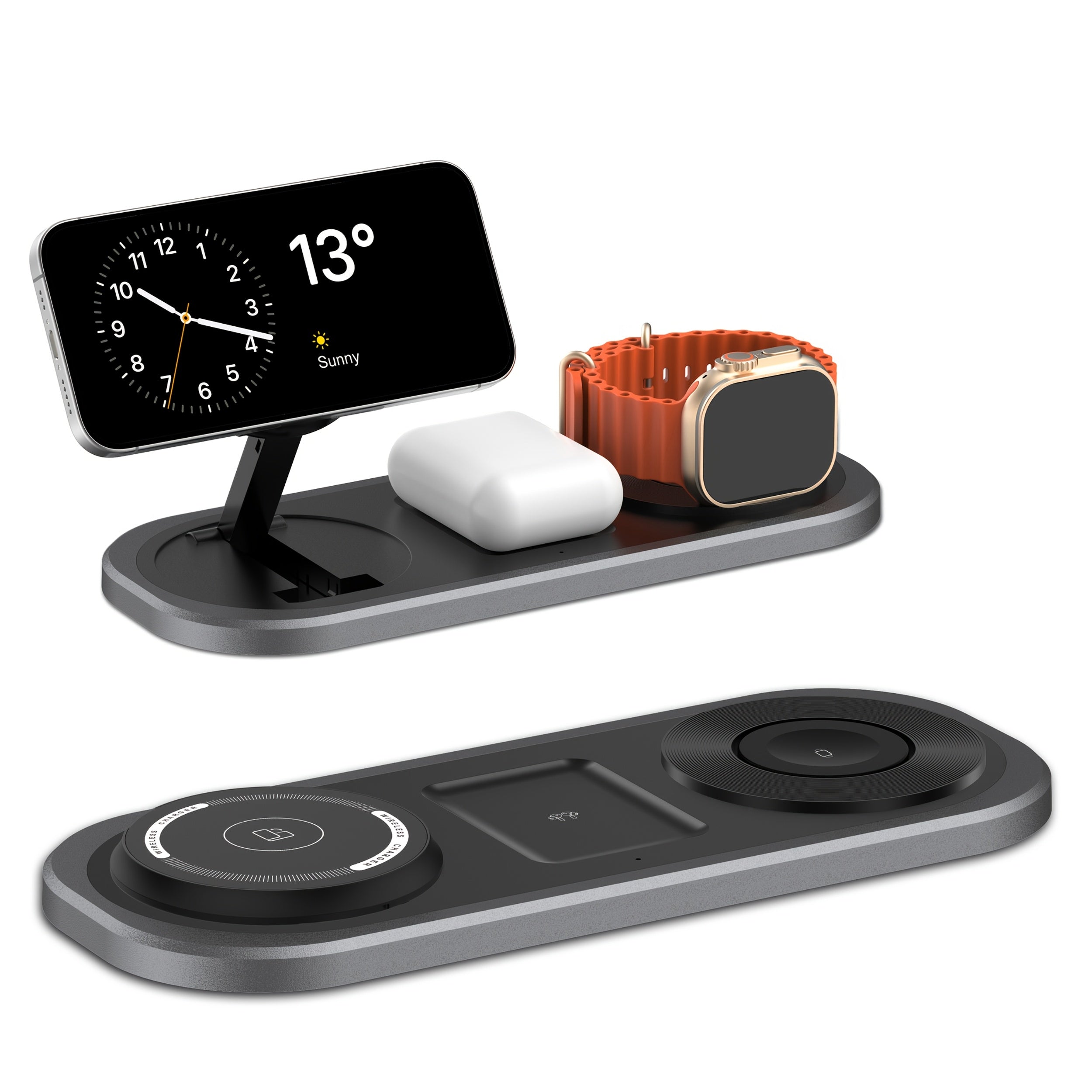 3-in-1 Wireless Charger for iPhone, Foldable Charging Station Compatible with iPhone 16/15/14/13/12/Pro Max/Pro/Mini/Plus, Suitable for iWatch 10/9/8/7/SE/6/5/4/3/2/Ultra2/Ultra, Fits Pro/2/3/4