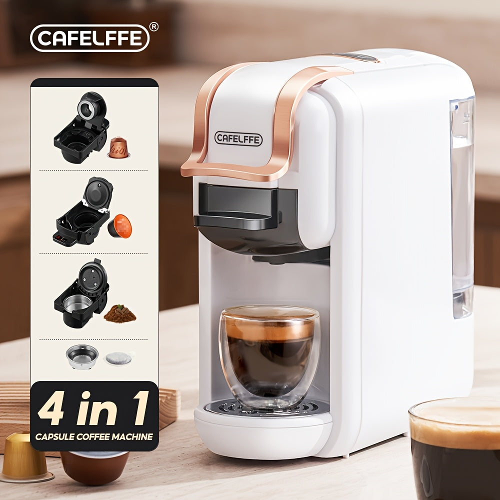 CAFELFFE 4 In 1 Capsule Coffee Maker MK603, Hot/Cold Brew Espresso Machine, 19Bar, Suitable For Nec* Capsules, DG* Capsules, ESE And Coffee Powder, Easy To Clean, Rust-proof, 0.6L Removable Water Tank, Suitable For Home Kitch