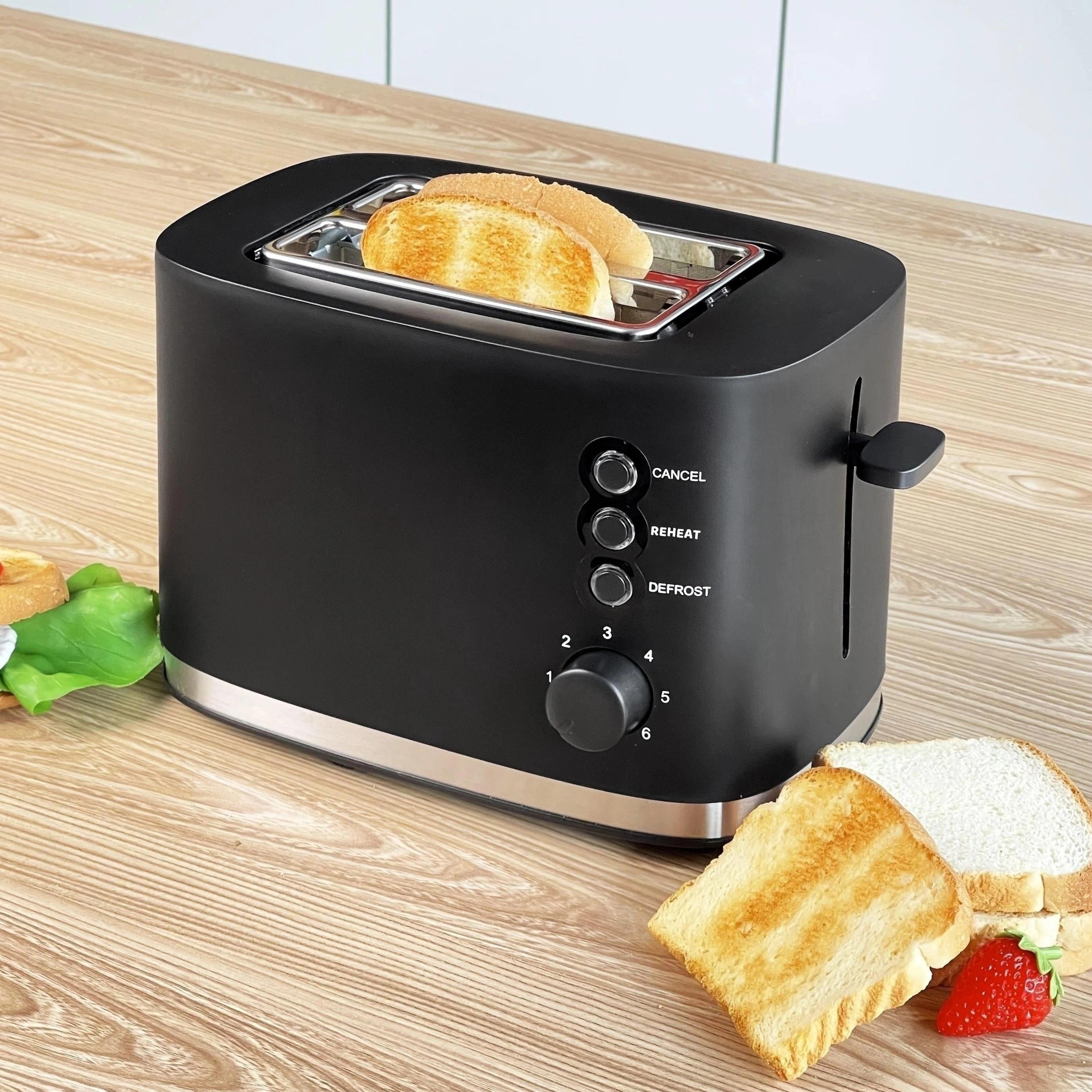 1pc Classic 2-Slice Toaster with 3.81cm Extra Wide Slots, 6 Browning Settings, Bagel/Defrost/Reheat Functions, Removable Crumb Tray & High Lift Lever - Sleek Black Plastic Housing for Home & Commercial Kitchens, Breakfast Ess