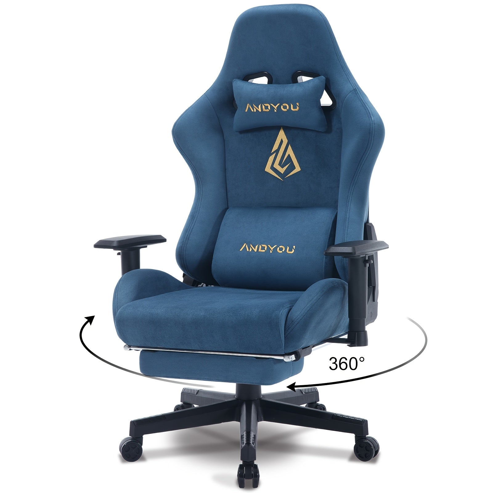 ANDYOU Gaming Chair, Breathable Office Chair, High Quality Fabric Soft Like Faux Fur. Ergonomic PC Chair, Adjustable Swivel Work Chairs With Footrest