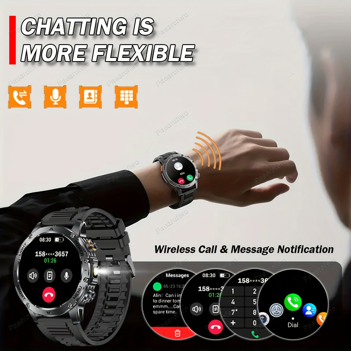 2025 New LED Men'S Smart Watch with Wireless Calling 4.32cm HD Large Screen, 1000mAh Battery, Long Standby Time, Flashlight, Fitness Tracker Watch, 100+ Sports Modes, Voice Assistant, Valentine'S Day, Birthday, Father'S Day G