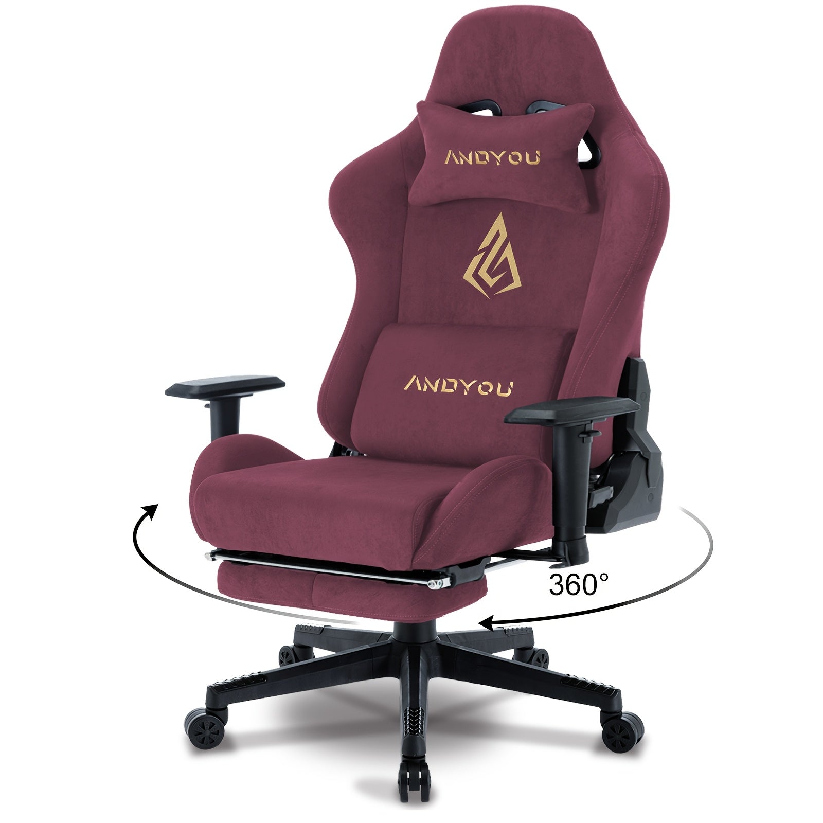 ANDYOU Gaming Chair, Breathable Office Chair, High Quality Fabric Soft Like Faux Fur. Ergonomic PC Chair, Adjustable Swivel Work Chairs With Footrest