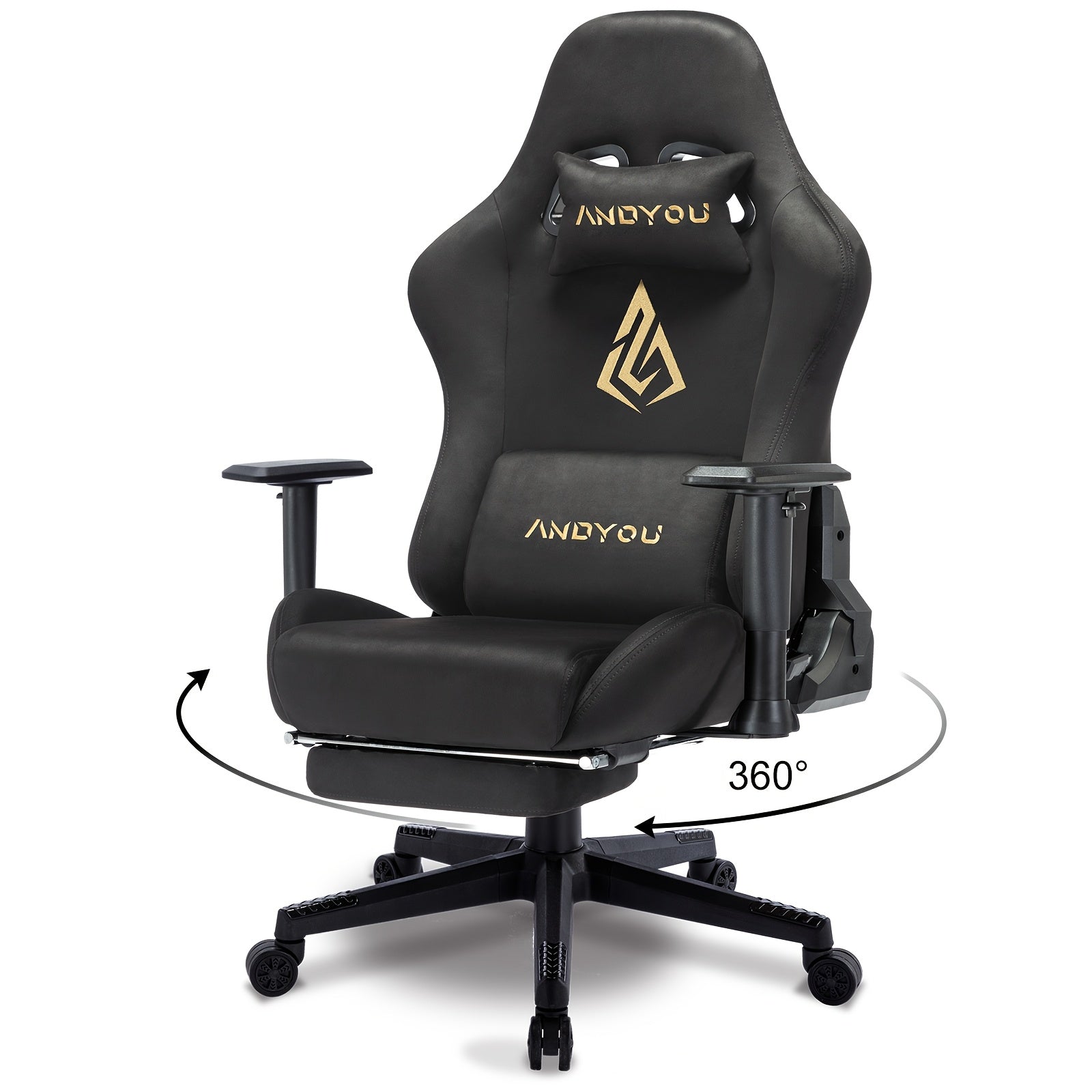 ANDYOU Gaming Chair, Breathable Office Chair, High Quality Fabric Soft Like Faux Fur. Ergonomic PC Chair, Adjustable Swivel Work Chairs With Footrest