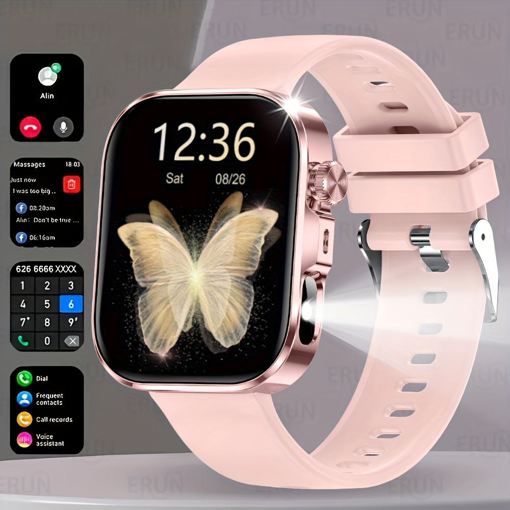 2025 New HD Full Touch Smart Watch for Men and Women - Wireless Calling/Text Messages/Multiple Sports Mode/Remote Camera Control/Fitness Tracker/Outdoor LED Light, Compatible with Android & iPhone, USB Charging, Alloy Case /