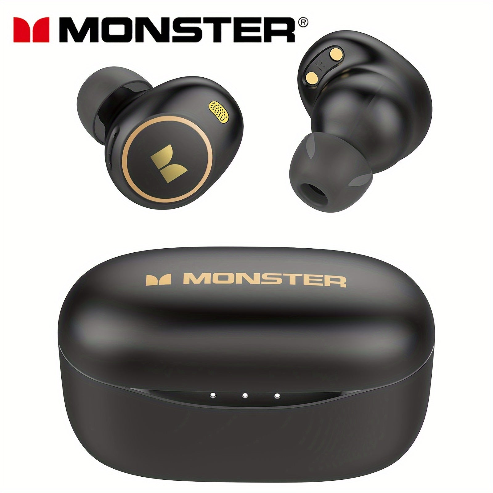 Monster Wireless Earbuds, Wireless 5.3 In-Ear Headphones with 4 Microphones, Clear Calls, Noise Cancellation, Touch Control, Type-C Charging Case, Comfortable Wireless Earphones for Daily Use Or As Holiday Gift Birthday Gift