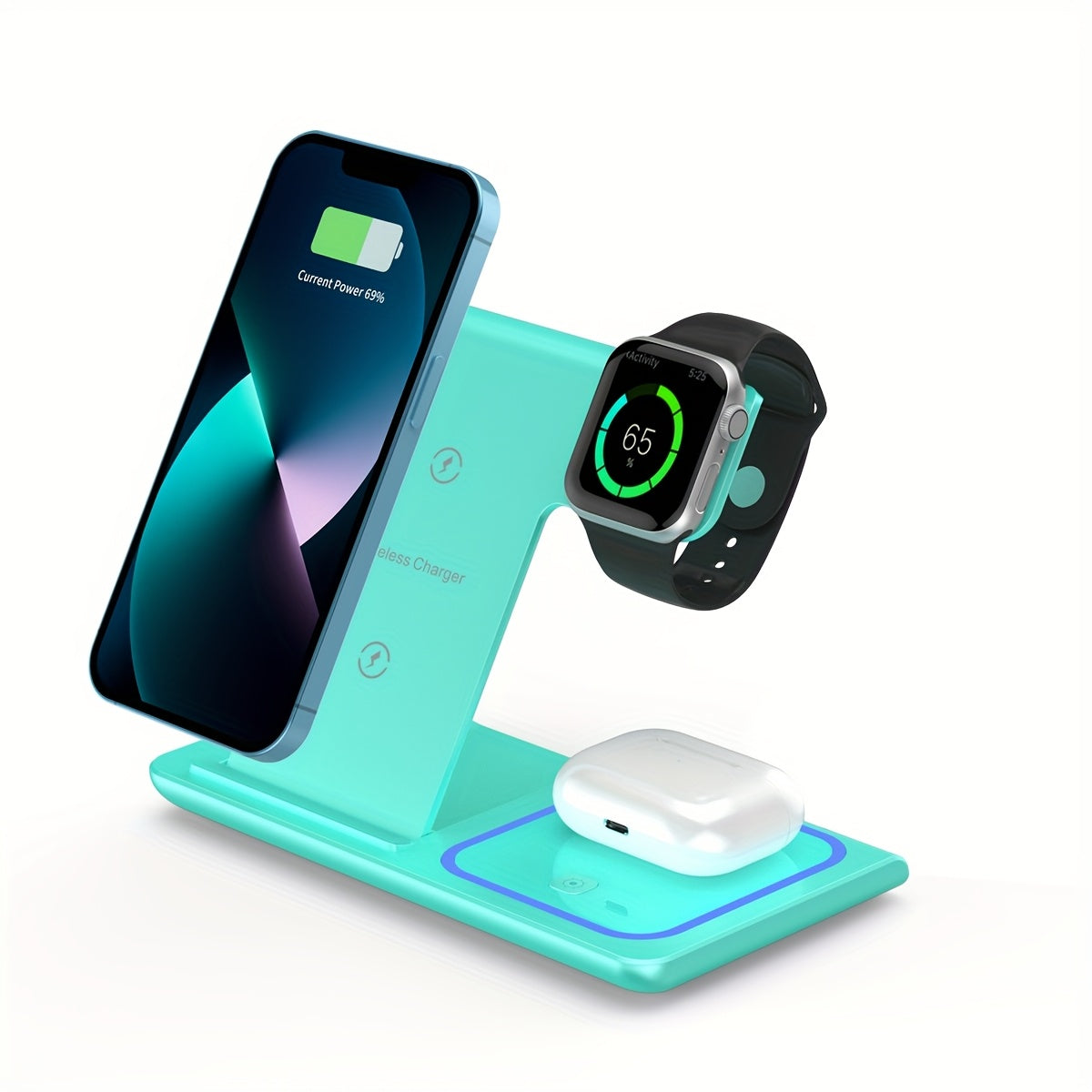 15W 3in 1 Wireless Charging Station w/Night Light for iPhone 16/15/14/13/12, Pro, Apple Watch 10/9/8/SE
