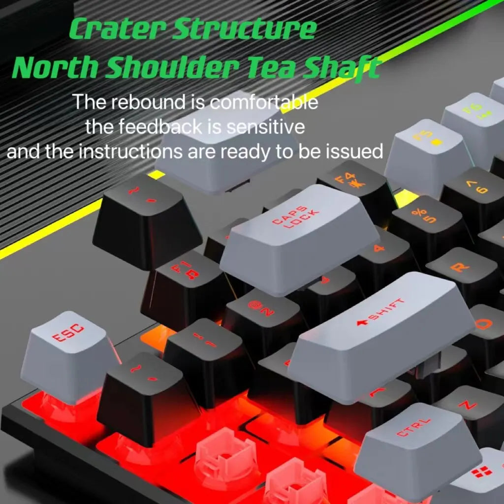 Gaming Tri-Color Combo: Silent Mech-Feel Membrane Keyboard & Tactile Mouse, Wired RGB for PC/Laptop