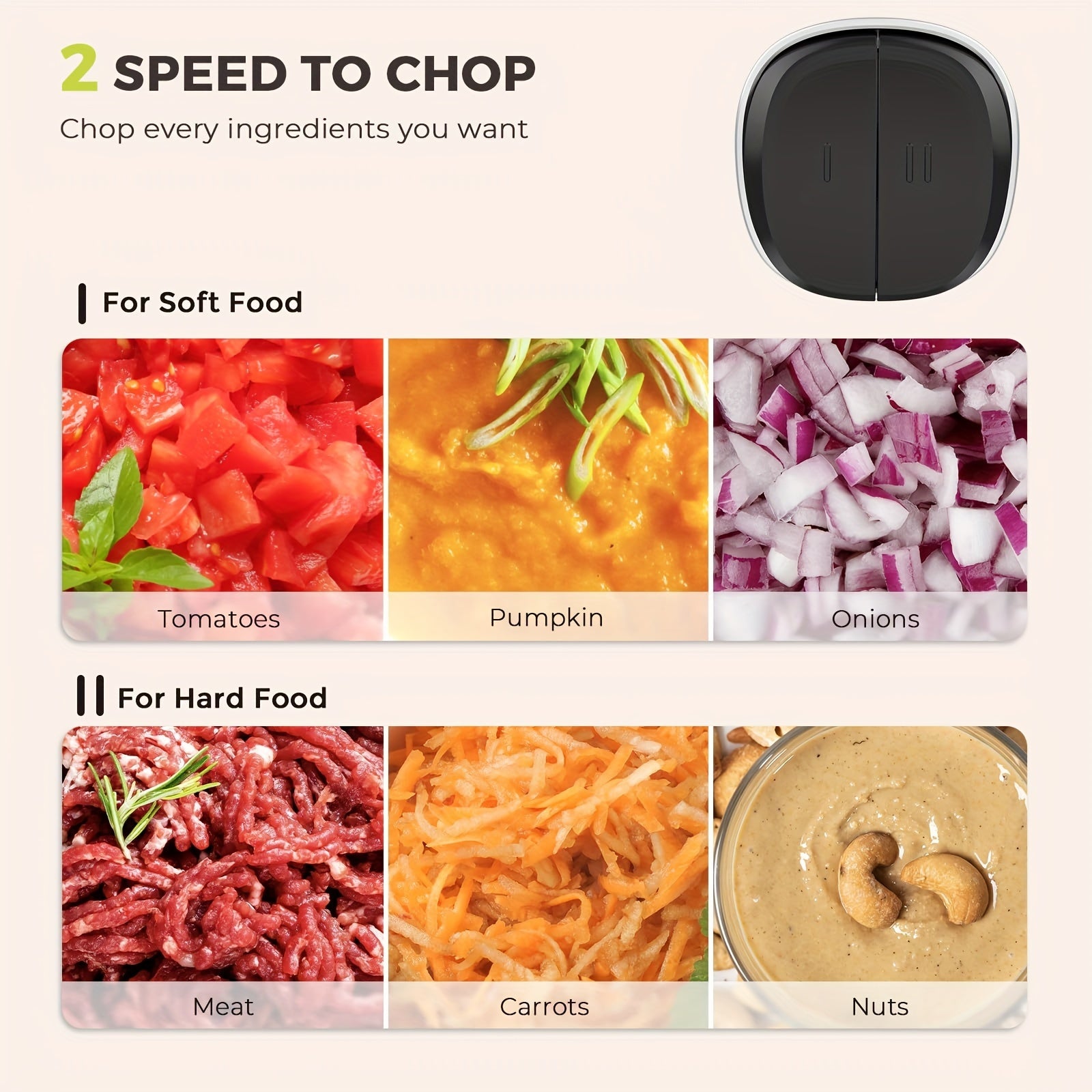 450W Food Processors with 2 Bowls, Meat Grinder 4 Bi-Level Blades, Mini Electric Food Chopper, for Baby Food, Meat, Onion, Vegetables Chopper, 2 Speed, Christmas Gifts