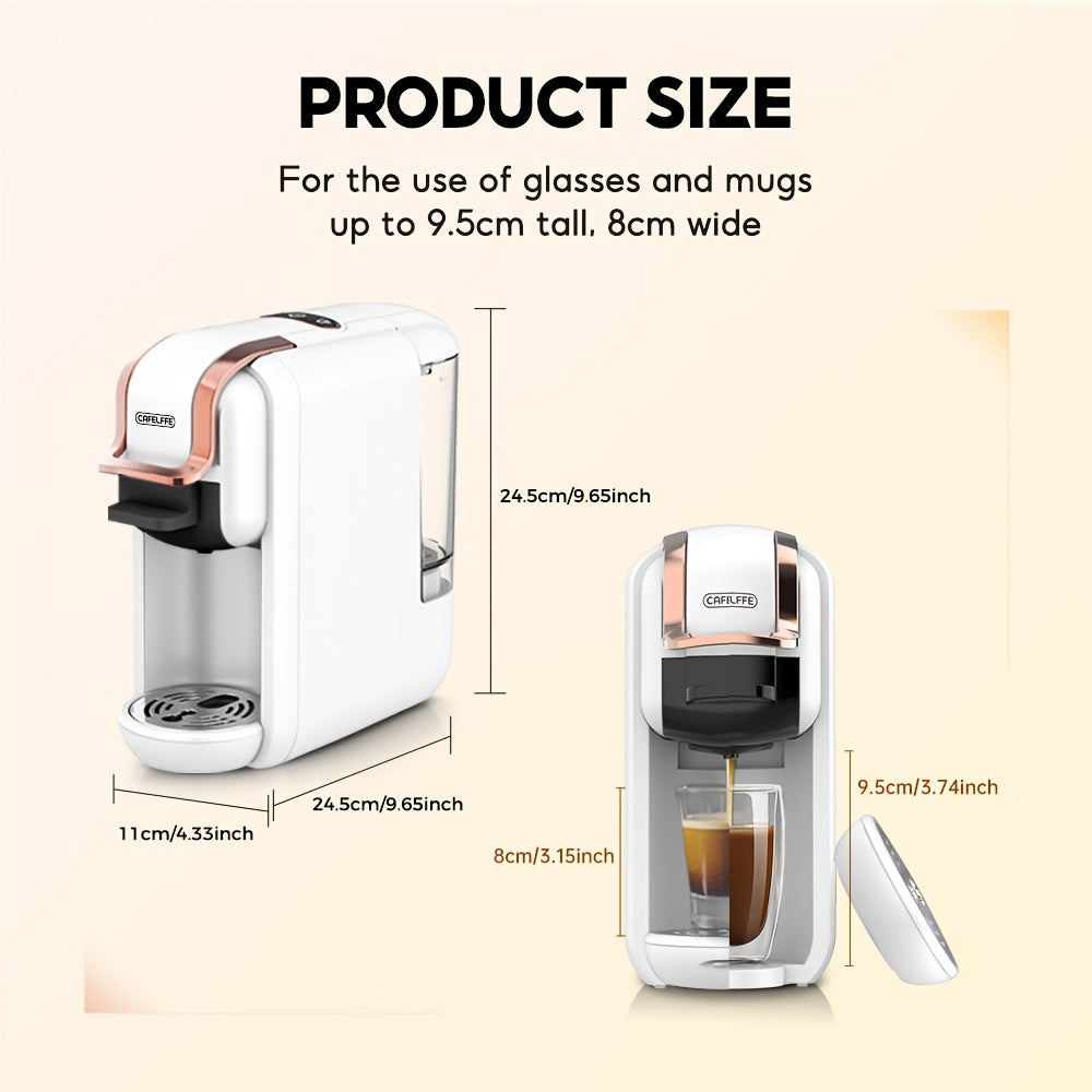 CAFELFFE 4 In 1 Capsule Coffee Maker MK603, Hot/Cold Brew Espresso Machine, 19Bar, Suitable For Nec* Capsules, DG* Capsules, ESE And Coffee Powder, Easy To Clean, Rust-proof, 0.6L Removable Water Tank, Suitable For Home Kitch