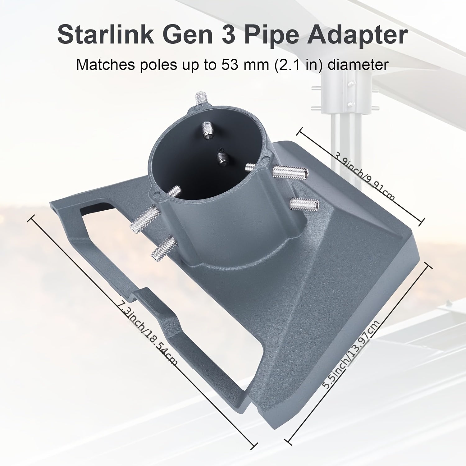 1pc Aluminum Alloy Starlink Gen 3 Pole Mount Adapter Kit, Compatible with Standard & V3 Kickstand Dishes, Weather-Resistant Outdoor Installation with 6 Strong 304.5 Screws