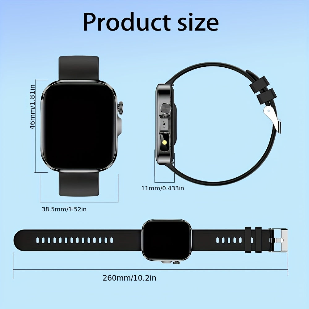 2025 New HD Full Touch Smart Watch for Men and Women - Wireless Calling/Text Messages/Multiple Sports Mode/Remote Camera Control/Fitness Tracker/Outdoor LED Light, Compatible with Android & iPhone, USB Charging, Alloy Case /