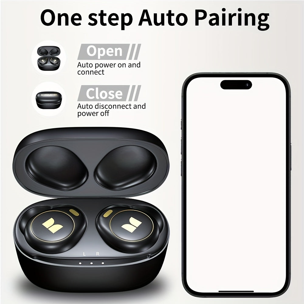 Monster Wireless Earbuds, Wireless 5.3 In-Ear Headphones with 4 Microphones, Clear Calls, Noise Cancellation, Touch Control, Type-C Charging Case, Comfortable Wireless Earphones for Daily Use Or As Holiday Gift Birthday Gift