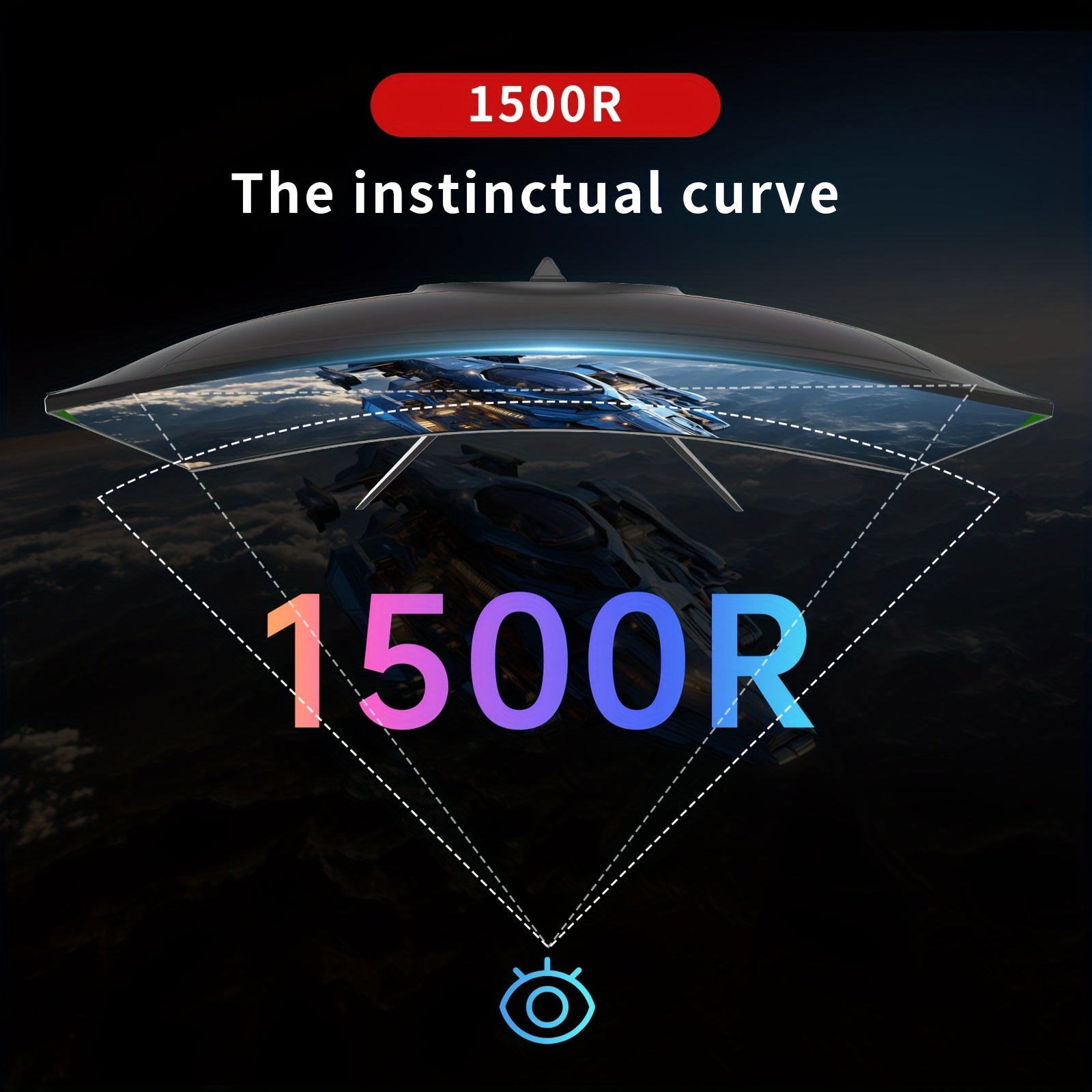 24 Inch Curved Gaming Monitor, 165Hz FHD 1080P Frameless Computer Monitor, Freesync/G-Sync Support, 99% SRGB, 3000:1 Contrast, HDTV, DisplayPort, Wall Mountable/Tilt Adjustable, H24S17