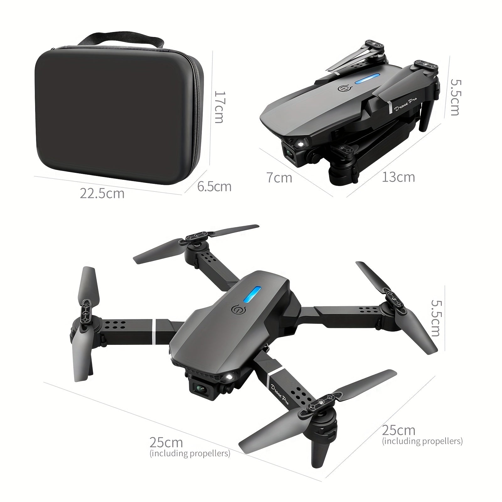 New Drone MAX Upgraded Version with 2 Batteries, Equipped with High-definition 2, 4-inch Screen Remote Control, Dual Camera Obstacle Avoidance Function, Brushless Motor, Foldable Arm, Suitable for Night Flight with Remote Con