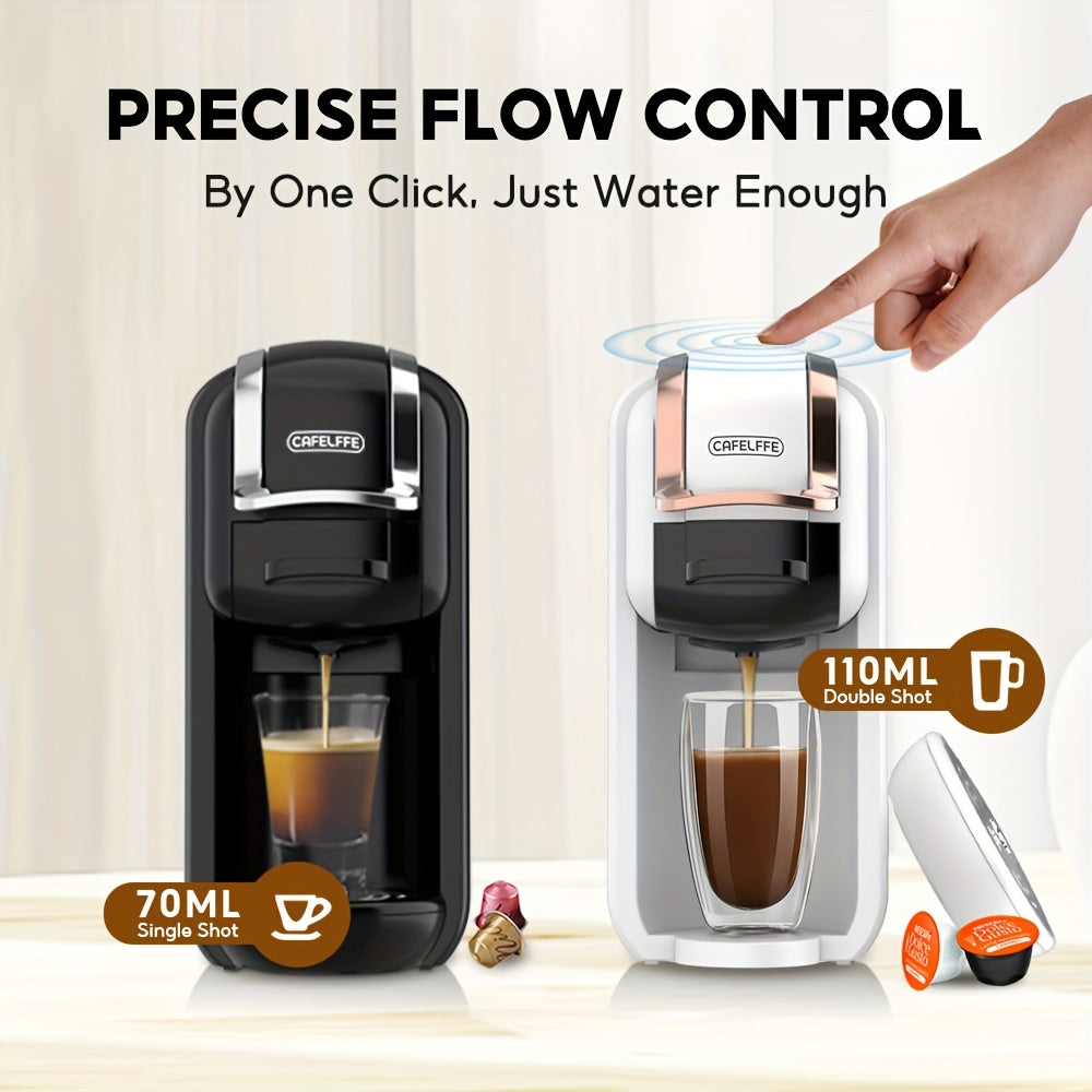 CAFELFFE 4 In 1 Capsule Coffee Maker MK603, Hot/Cold Brew Espresso Machine, 19Bar, Suitable For Nec* Capsules, DG* Capsules, ESE And Coffee Powder, Easy To Clean, Rust-proof, 0.6L Removable Water Tank, Suitable For Home Kitch