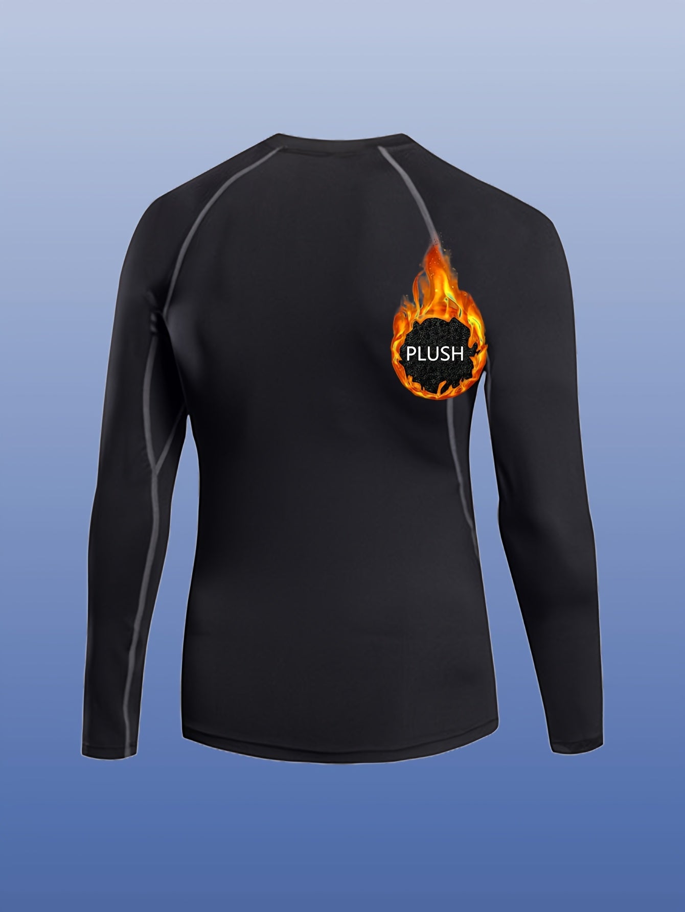 2pcs Men'S Plush Sport Compression Shirt & Leggings Set - Quick-Dry, High-Elasticity, Breathable Athletic Underwear for Running & Outdoor Activities, Black with Pink Accents, Autumn Winter Workout Gear, Workout Clothes, Autum