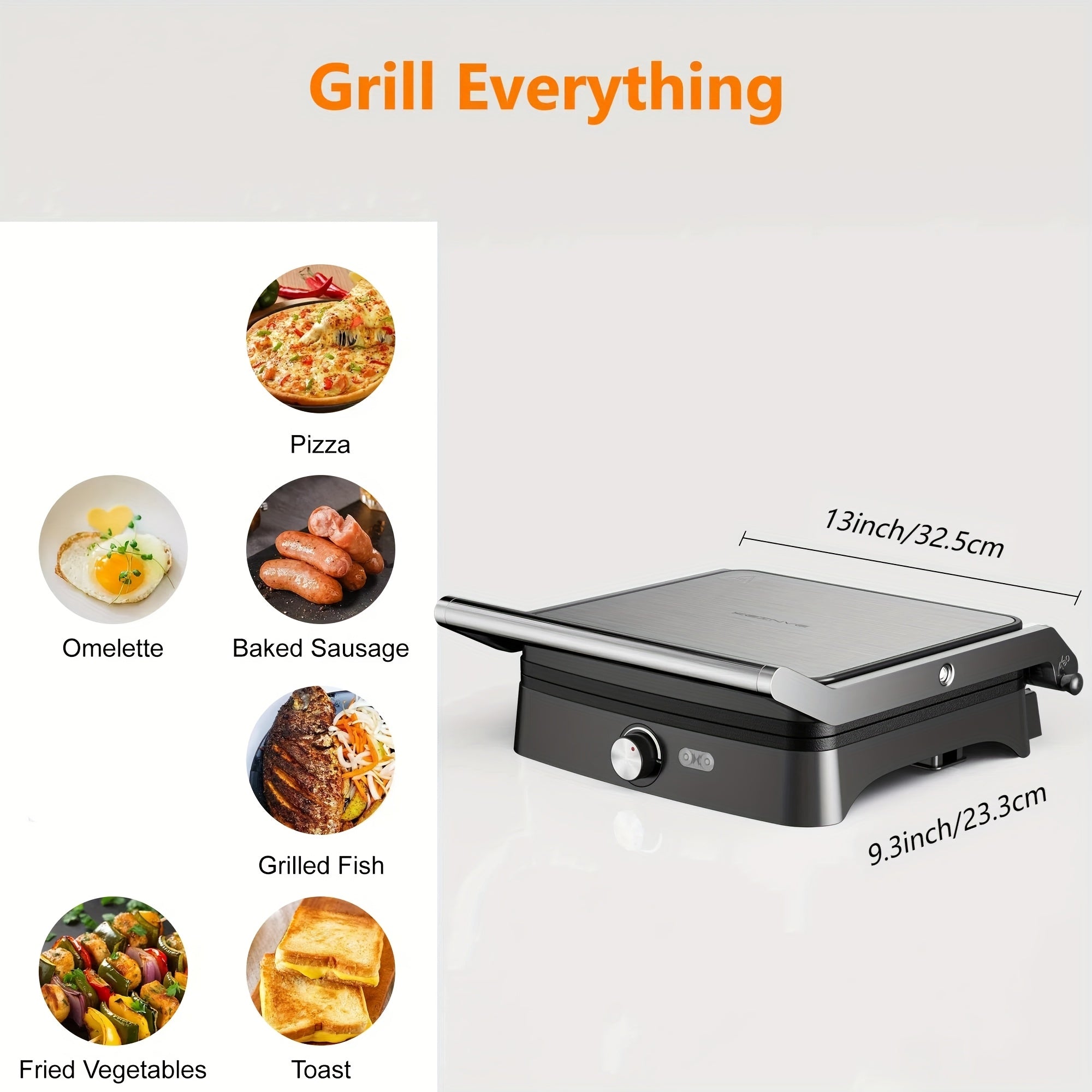 4-Slice Panini Press, 1200W Stainless Steel Sandwich Maker with 180° Opening & Adjustable Temp Control, Nonstick Plates - Perfect for Grilled Cheese & Panini