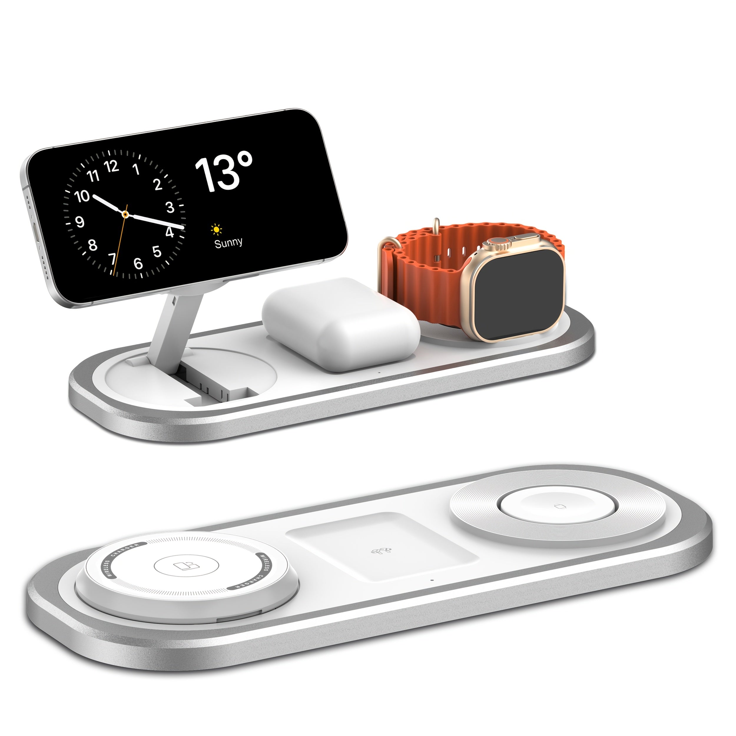 3-in-1 Wireless Charger for iPhone, Foldable Charging Station Compatible with iPhone 16/15/14/13/12/Pro Max/Pro/Mini/Plus, Suitable for iWatch 10/9/8/7/SE/6/5/4/3/2/Ultra2/Ultra, Fits Pro/2/3/4