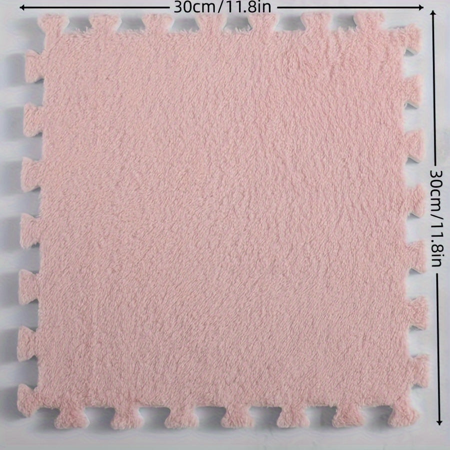 12pcs Thickened Bedroom Living Room Full Coverage Interlocking Carpet Tiles, Bedside Warmth Mat, Washable Soft Anti-Slip Floor Mats, 29.97x29.97 cm