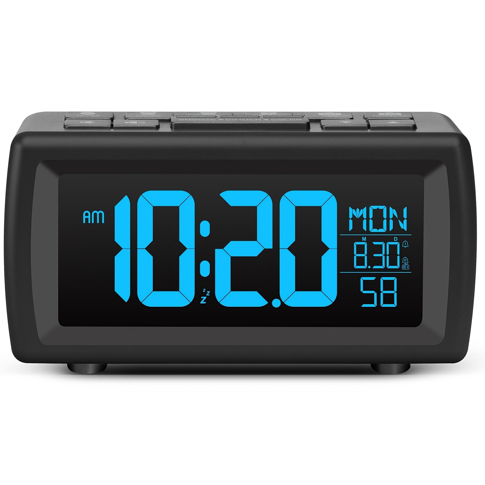 1pc SMOUPING Large Digital Alarm Clock Radio/VA Display, 7-Color Changing Backlight/USB (Battery Backup)/FM Radio/Sleep Timer/Snooze/Dimmer & Loud Alarm/Bedside Clock for s, Seniors