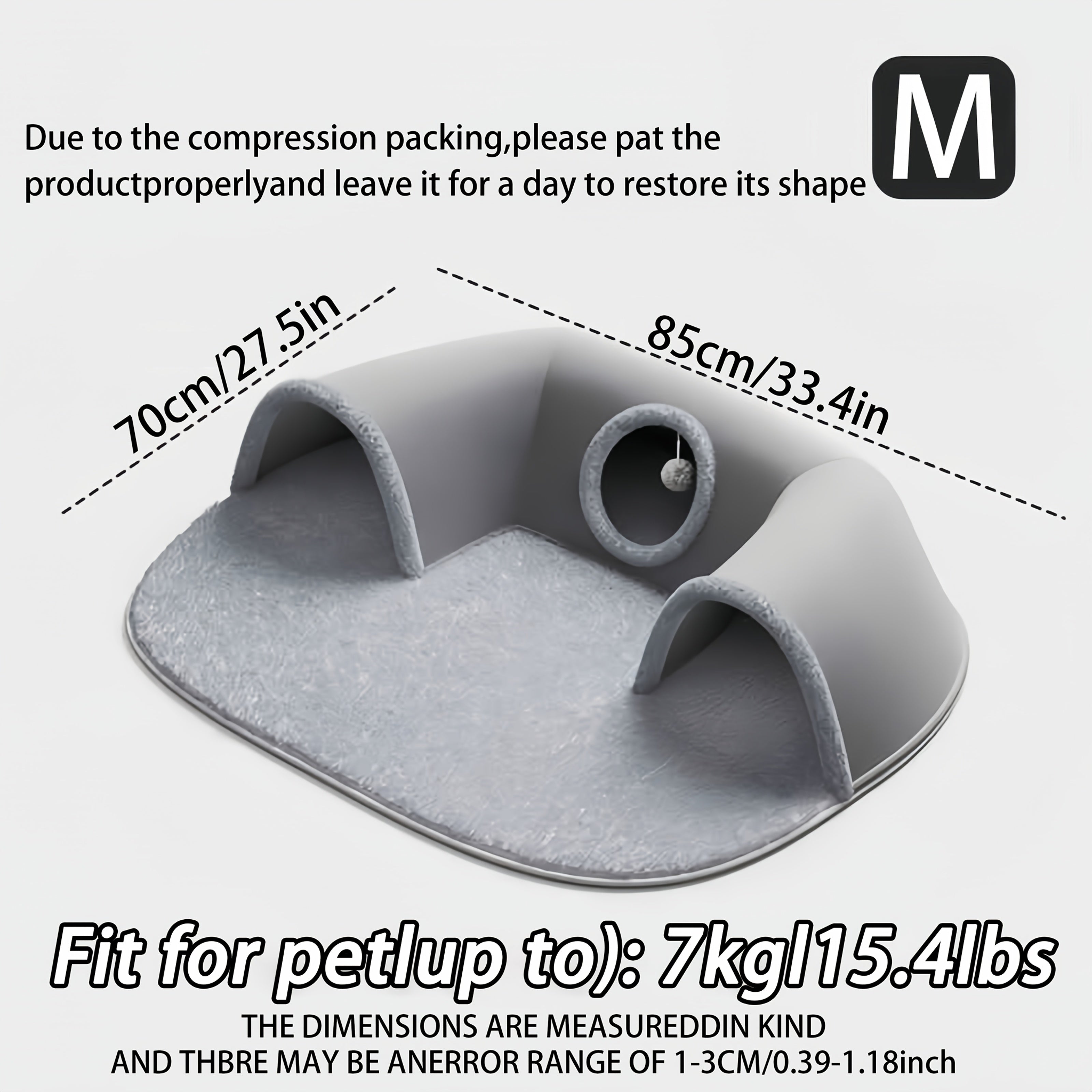 3-in-1 Cozy Cat Tunnel Bed - Play Mat & Warm Nest with Non-Slip Base for Small to Medium Cats, Rabbits & Hamsters