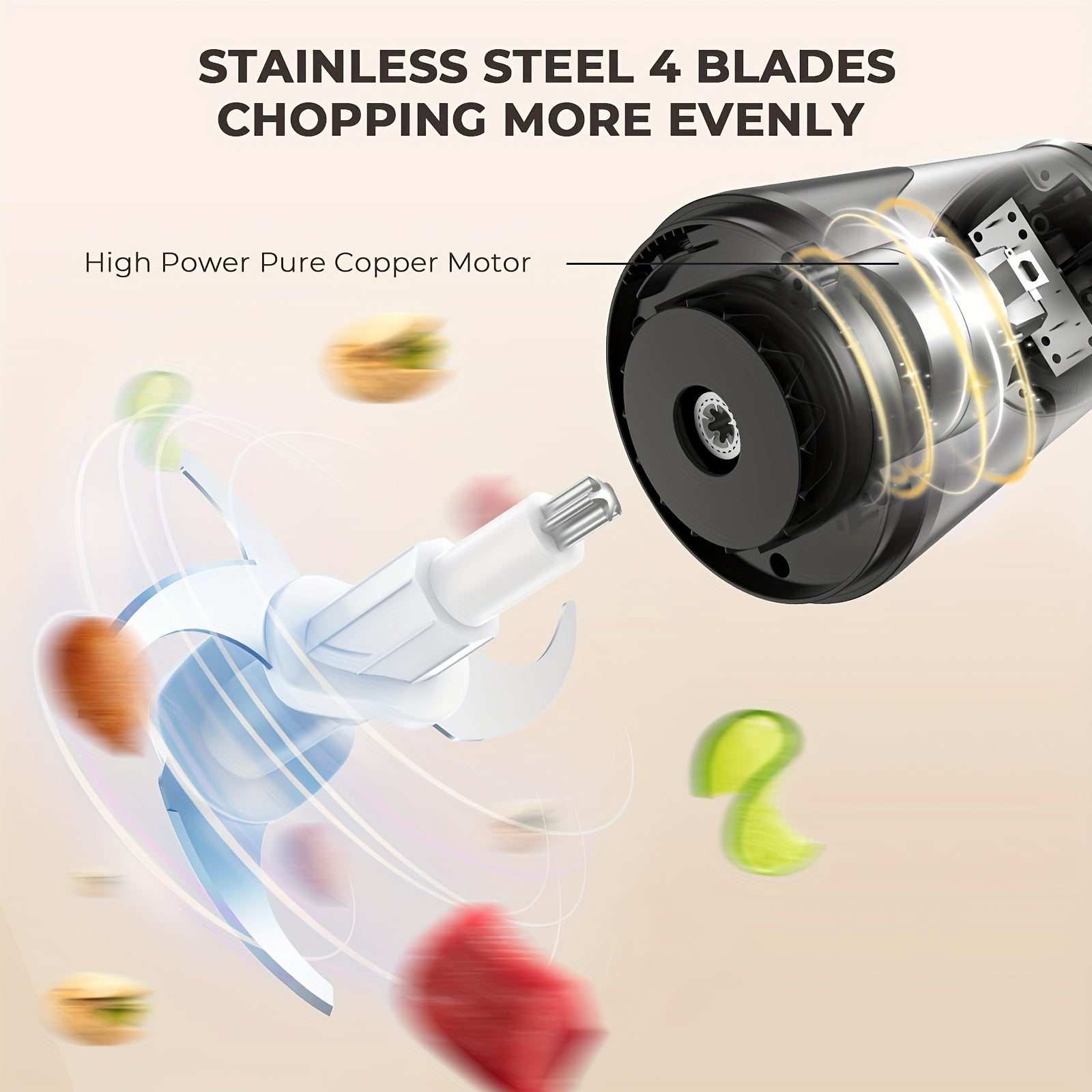 450W Food Processors with 2 Bowls, Meat Grinder 4 Bi-Level Blades, Mini Electric Food Chopper, for Baby Food, Meat, Onion, Vegetables Chopper, 2 Speed, Christmas Gifts