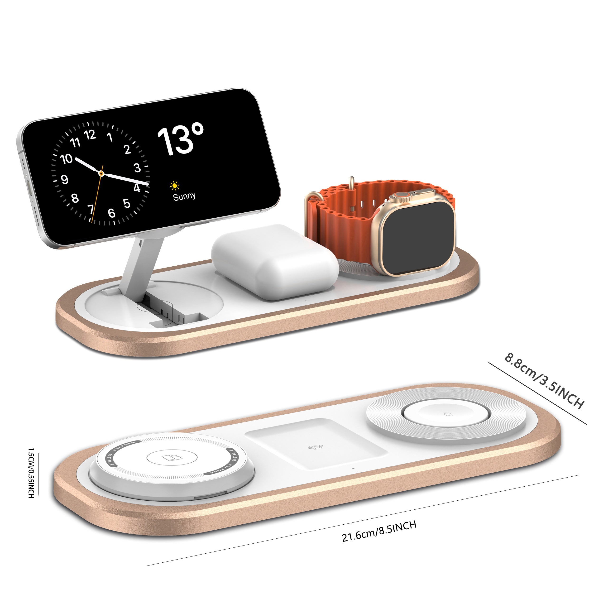 3-in-1 Wireless Charger for iPhone, Foldable Charging Station Compatible with iPhone 16/15/14/13/12/Pro Max/Pro/Mini/Plus, Suitable for iWatch 10/9/8/7/SE/6/5/4/3/2/Ultra2/Ultra, Fits Pro/2/3/4