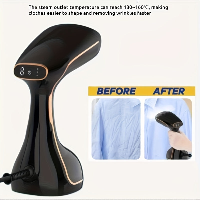 2025 New Model - Handheld Garment Steamer with LED Display, 9-Second Quick Heating, Touch Control, 3 Adjustable Steam Levels, Ideal for Wrinkle Removal at Home and Travel (EU Plug)
