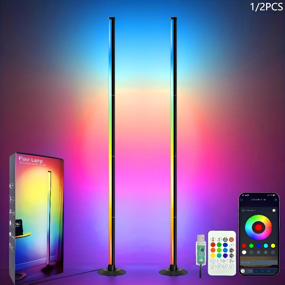 1/2pcs LED Floor Lamp RGBICB Emotion Atmosphere Light Modern Minimalist Style Backlight APP/Remote Control Dual Control | Home Office Lighting Bedside Decorative, Gaming Study Room Decoration Holiday Birthday Gift Halloween C